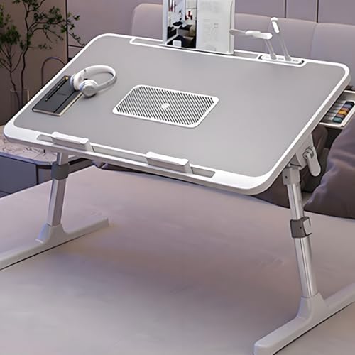HHCTEBEC SchoßSchreibtisch FüRs Bett, Klappbarer LaptopstäNder für Den Betttisch, Verstellbarer Tragbarer Laptop-Betttablett-Schreibtisch Arbeiten, Schreiben Auf Dem Sofa,D von HHCTEBEC