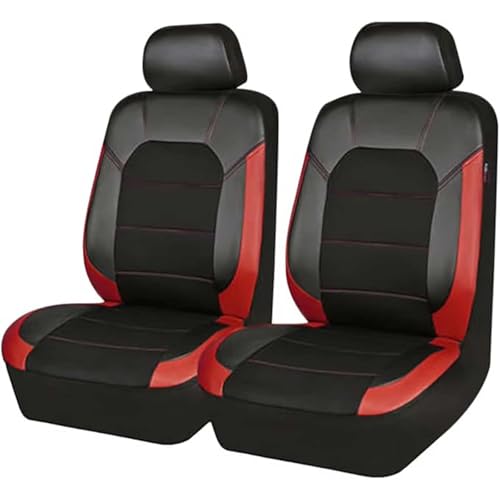 HHCVLUZI 2 Stück Universal Autositzbezüge Für Isuzu D-Max (2017-2019), Auto Leder Vordersitze Sitzbezug Protectors Wasserdicht Kratzfest Sitzbezug Zubehör,Red von HHCVLUZI