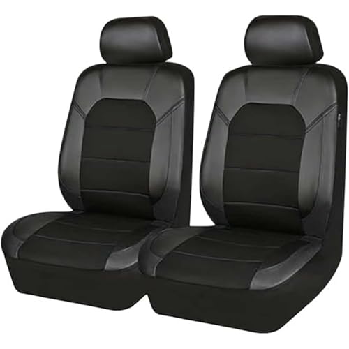 HHCVLUZI 2 Stück Universal Autositzbezüge Für MG ZS (ZS11) EZS 2017 2018 2019 2020 2021 2022, Auto Leder Vordersitze Sitzbezug Protectors Wasserdicht Kratzfest Sitzbezug Zubehör,Black von HHCVLUZI