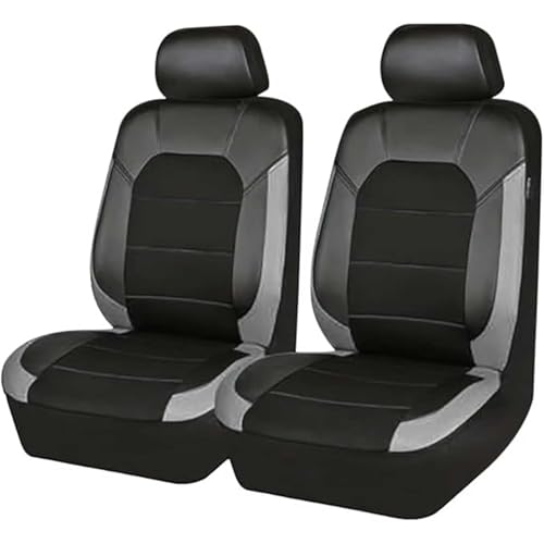 HHCVLUZI 2 Stück Universal Autositzbezüge Für VW Polo VI V IV III II I Mk 8 7 6 5 4 3 (Type AW 6C 6R 9N3), Auto Leder Vordersitze Sitzbezug Protectors Wasserdicht Kratzfest Sitzbezug Zubehör,Grey von HHCVLUZI