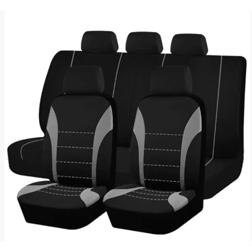 HHCVLUZI Autositzbezüge Set Für Dacia Duster 2000-2014 2015 2016 2017 2018 2019 2020-2024, 5 Sitzer Allwetter Vorder Und Rücksitze Autositz Schonbezug Atmungsaktiv Auto-Innenraum Zubehör,Grey von HHCVLUZI
