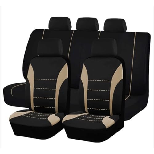 HHCVLUZI Autositzbezüge Set Für Opel Corsa 2004 2005 2006 2007 2008 2009, 5 Sitzer Allwetter Vorder Und Rücksitze Autositz Schonbezug Atmungsaktiv Auto-Innenraum Zubehör,Beige von HHCVLUZI