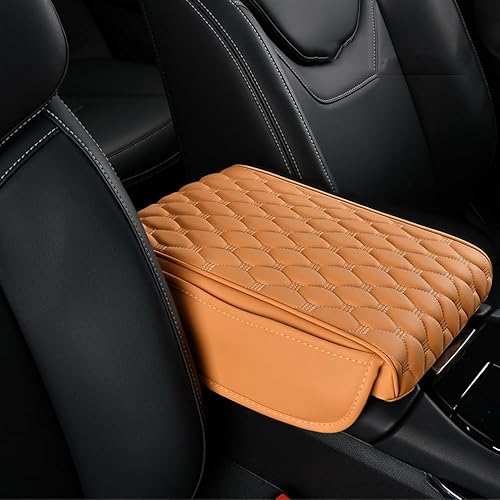 HHCVN Auto Armlehne Abdeckung Für AAA, PU Leder Seasons Universal Mittelarmlehne Schutz Auto Innenraum Zubehör,Orange von HHCVN