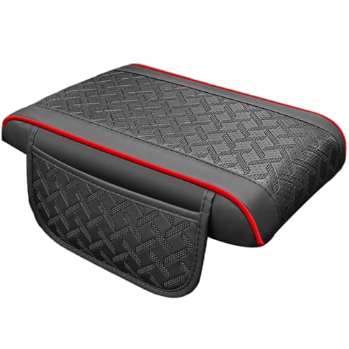 HHCVN Auto Armlehne Abdeckung Für Mercedes-Benz E-Class T-Modell S211 S212 S213 S214, PU Leder Seasons Universal Mittelarmlehne Schutz Auto Innenraum Zubehör,Black and red von HHCVN