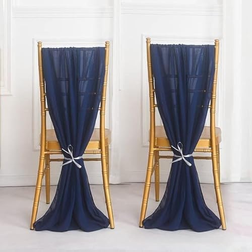 HHDHHD Chiffon-Stuhlschärpen (10er-Pack), verstellbare Schleifenbänder for die Dekoration von Hochzeiten/Banketten/Country-Partys (Sitzlehnenbezüge und Tischläufer)(Navy Blue,70X300CM) von HHDHHD