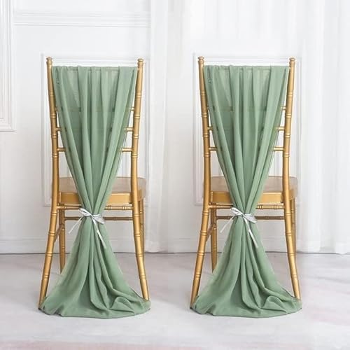 HHDHHD Chiffon-Stuhlschärpen (10er-Pack), verstellbare Schleifenbänder for die Dekoration von Hochzeiten/Banketten/Country-Partys (Sitzlehnenbezüge und Tischläufer)(Sage Green,50X300CM) von HHDHHD