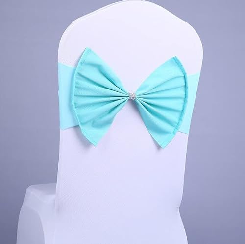 HHDHHD Satin-Stuhlhussenband mit Schleife (14 x 26 x 34 cm), Mehrzweck-Hochzeit, elastische Bankett-Dekoration, Spandex-Stirnband und Geschenkband (1 Stück)(Lake Blue) von HHDHHD