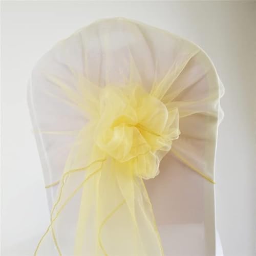 Stuhlschärpen aus Organza und Spitze (10er-/50er-Pack), 65 x 275 cm, große Schleifenknoten for Hochzeits-/Geburtstagsparty-Dekoration, elastische Stuhlbänder(Champagne,10 pcs) von HHDHHD