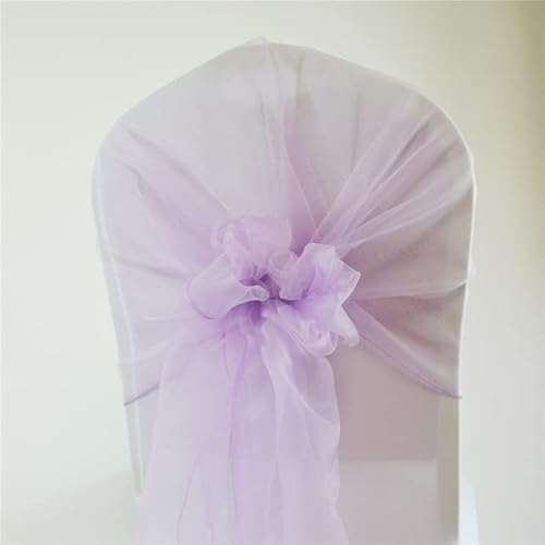 HHDHHD Stuhlschärpen aus Organza und Spitze (10er-/50er-Pack), 65 x 275 cm, große Schleifenknoten for Hochzeits-/Geburtstagsparty-Dekoration, elastische Stuhlbänder(Lavender,10 pcs) von HHDHHD