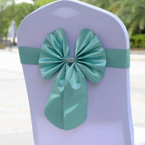 Satin-Stuhlhussenbänder (6 x 24 x 41 cm/1 Stück), elastische Stuhlschärpen mit Fliege for Hochzeitsfeiern, Hotels, Bankette und Eventdekoration(Tiffany) von HHDHHD
