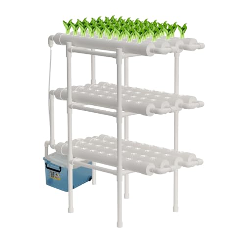 HHEMSTD Hydroponic System Grow Kit Hydroponic Site Grow Kit Erdloses Hydroponik Vegetable Growing System mit 108 Standorte 3 Schicht 12 Rohre Wasserpumpe für Anbau Blattgemüse Garten Büro Balkon von HHEMSTD