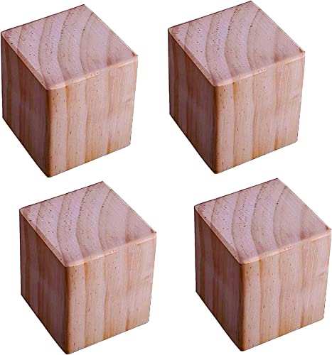 4 Stück Möbelbeine Aus Holz, Tischbeine, Erhöhte Füße, Für Esstische, Couchtische, Sofas, Bettbeine, Küchenbeine Zum Selbermachen, Glatt Poliert, 8 X 8 X 3 cm von HHFDHQ