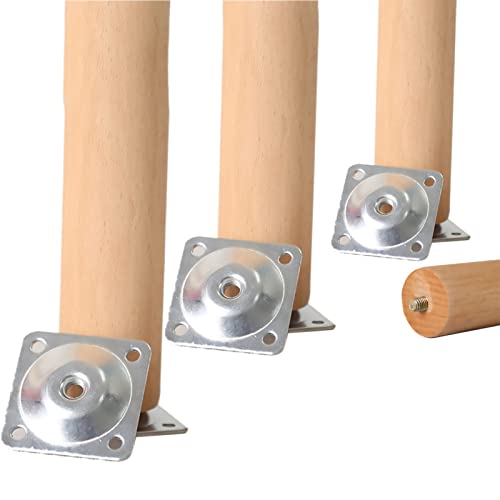 4Er-Pack Möbelbeine Aus Holz, Konische Sofabeine Aus Holz, Tischbeine, Schrankfüße, Kommodenbeine Für Tisch, Stuhl, Couch, Sofa, Schrank, Ottomane, Mit Montageplatte, Schrauben Und Schutz (50 cm (19, von HHFDHQ