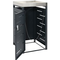 1er-Mülltonnenverkleidung HHG 042b, Mülltonnenbox, Pflanzkasten Edelstahl-Metall-Kombi 24kg 110x60x62cm erweiterbar - grey von HHG