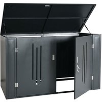 2er-Fahrradgarage HHG-667, Fahrradbox Gerätehaus Fahrradunterstand mit Deckel, abschließbar Metall, 121x202x100cm von HHG
