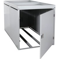 2er-Fahrradgarage mit Pflanzkasten HHG-982b, Fahrradbox, abschließbar verzinkter Stahl 125x113x208cm hellgrau 2er-Fahrradgarage mit Pflanzkasten HHG-982b, Fahrradbox, abschließbar verzinkter Stahl 125x113x208cm hellgrau von HHG