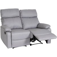 2er Kinosessel HHG 136, Relaxsessel Fernsehsessel Sofa, Armlehne Liegefunktion Nosagfederung Stoff/Textil hellgrau - grey von HHG