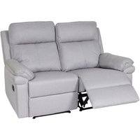 2er Kinosessel HHG 144, Relaxsessel Fernsehsessel mit Armlehne, Liegefunktion Nosagfederung Stoff/Textil hellgrau von HHG