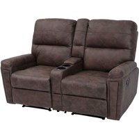 2er Kinosessel HHG 371, Relaxsessel Fernsehsessel Sofa, Nosagfederung Getränkehalter Fach Stoff/Textil braun - brown von HHG