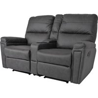 2er Kinosessel HHG 371, Relaxsessel Fernsehsessel Sofa, Nosagfederung Getränkehalter Fach Stoff/Textil dunkelgrau - grey von HHG