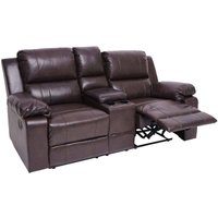 2er Kinosessel HHG 591, Relaxsessel Fernsehsessel Zweisitzer Sofa, Getränkehalter Soft Touch Kunstleder mvg braun von HHG