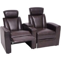 2er Kinosessel HHG 837, Relaxsessel Fernsehsessel Zweisitzer Sofa, Staufach Soft Touch Kunstleder braun von HHG