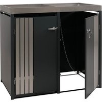 2er-Mülltonnenverkleidung HHG-367, Mülltonnenbox mit Pflanzkasten, Metall 125x132x84cm 55kg anthrazit Edelstahl 2er-Mülltonnenverkleidung HHG-367, Mülltonnenbox mit Pflanzkasten, Metall 125x132x84cm 55kg anthrazit Edelstahl von HHG