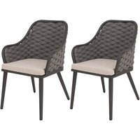 2er-Set Aluminium-Gartenstuhl HHG 761, Outdoor Stuhl Armlehne, Olefin Seilgeflecht Rope anthrazit Kissen taupe 2er-Set Aluminium-Gartenstuhl HHG 761, Outdoor Stuhl Armlehne, Olefin Seilgeflecht Rope anthrazit Kissen taupe von HHG