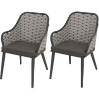 2er-Set Aluminium-Gartenstuhl HHG 761, Outdoor Stuhl Armlehne, Olefin Seilgeflecht Rope hellgrau Kissen dunkelgrau 2er-Set Aluminium-Gartenstuhl HHG 761, Outdoor Stuhl Armlehne, Olefin Seilgeflecht Rope hellgrau Kissen dunkelgrau von HHG