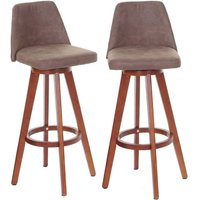 2er-Set Barhocker HHG 284, Barstuhl Tresenhocker, Holz Textil drehbar Vintage braun, helle Beine 2er-Set Barhocker HHG 284, Barstuhl Tresenhocker, Holz Textil drehbar Vintage braun, helle Beine von HHG