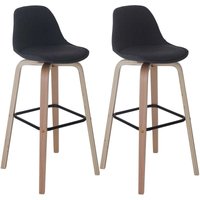 2er-Set Barhocker HHG 334, Barstuhl Tresenhocker mit Lehne Textil, dunkelgrau von HHG