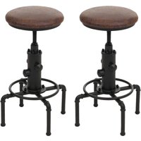 2er-Set Barhocker HHG-557, Barstuhl Tresenhocker höhenverstellbar drehbar Industrial Metall Kunstleder braun-schwarz 2er-Set Barhocker HHG-557, Barstuhl Tresenhocker höhenverstellbar drehbar Industrial Metall Kunstleder braun-schwarz von HHG