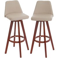 2er-Set Barhocker HHG 569, Barstuhl Tresenhocker, Holz Kunstleder drehbar MVG-zertifiziert creme von HHG