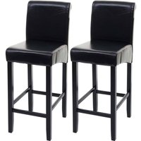 2er-Set Barhocker HHG-717, Barstuhl Tresenhocker schwarz, dunkle Beine, Leder 2er-Set Barhocker HHG-717, Barstuhl Tresenhocker schwarz, dunkle Beine, Leder von HHG