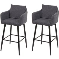 2er-Set Barhocker HHG 754, Barstuhl Tresenhocker, Fußablage Metall Stoff/Textil dunkelgrau von HHG