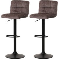 2er-Set Barhocker HHG 847, Tresenhocker Barstuhl, höhenverstellbar drehbar, Stoff Chenille (465g/m²) mvg braun von HHG