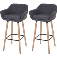 2er-Set Barhocker Vaasa T381, Barstuhl Tresenhocker Textil, grau von HHG