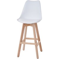 HHG - 2er-Set Barhocker Vaasa T501, weiß, Sitzfläche Kunstleder weiß, helle Beine - white von HHG