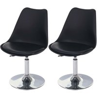 HHG - 2er-Set Drehstuhl Vaasa T501, Stuhl Küchenstuhl, höhenverstellbar, Kunstleder schwarz - black von HHG