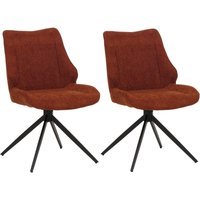 2er-Set Esszimmerstuhl HHG 026, Küchenstuhl, drehbar Auto-Return, Stoff/Textil Chenille (320g/m²) Öko-Tex rotbraun von HHG