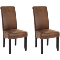 2er-Set Esszimmerstuhl HHG-051, Stuhl Küchenstuhl Lehnstuhl Massivholz Stoff/Textil Wildlederoptik, schwarze Beine von HHG