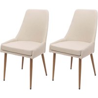 2er-Set Esszimmerstuhl HHG-069, Küchenstuhl Polsterstuhl Stuhl, Stoff/Textil (280g/m²) Metall beige von HHG