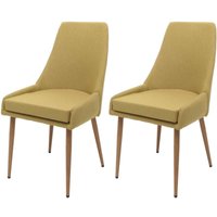 2er-Set Esszimmerstuhl HHG 069, Küchenstuhl Polsterstuhl Stuhl, Stoff/Textil (280g/m²) Metall grün von HHG