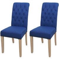 2er-Set Esszimmerstuhl HHG-143, Küchenstuhl Polsterstuhl, Chesterfield Nieten Stoff/Textil dunkelblau von HHG