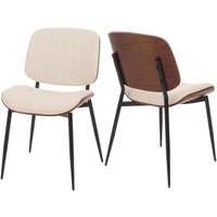 2er-Set Esszimmerstuhl HHG 182, Küchenstuhl Stuhl, Bugholz Kunstleder Öko-Tex mvg Walnuss-Optik, weiß 2er-Set Esszimmerstuhl HHG 182, Küchenstuhl Stuhl, Bugholz Kunstleder Öko-Tex mvg Walnuss-Optik, weiß von HHG