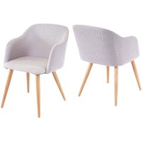 2er-Set Esszimmerstuhl HHG 190, Stuhl Küchenstuhl, Retro Design, Armlehnen Stoff/Textil hellgrau-grau 2er-Set Esszimmerstuhl HHG 190, Stuhl Küchenstuhl, Retro Design, Armlehnen Stoff/Textil hellgrau-grau von HHG