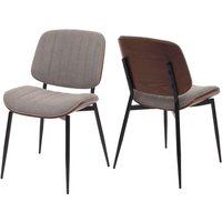 2er-Set Esszimmerstuhl HHG-203, Küchenstuhl Stuhl, Bugholz Stoff (370g/m²) Öko-Tex MVG Walnuss-Optik, hellgrau von HHG