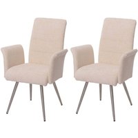 2er-Set Esszimmerstuhl HHG 219, Küchenstuhl Stuhl mit Armlehne, Edelstahl gebürstet Stoff/Textil Chenille Öko-Tex creme 2er-Set Esszimmerstuhl HHG 219, Küchenstuhl Stuhl mit Armlehne, Edelstahl gebürstet Stoff/Textil Chenille Öko-Tex creme von HHG