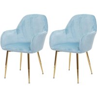 HHG - 2er-Set Esszimmerstuhl 240, Stuhl Küchenstuhl, Retro Design Samt mint, goldene Beine HHG - 2er-Set Esszimmerstuhl 240, Stuhl Küchenstuhl, Retro Design Samt mint, goldene Beine von HHG