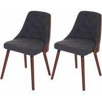 HHG - 2er-Set Esszimmerstuhl 414, Besucherstuhl Küchenstuhl, Walnuss-Optik Bugholz Textil grau von HHG